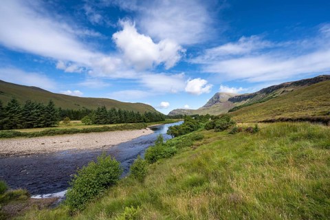 The Strathmore River near Alltnacaillich in the Scottish Highlands