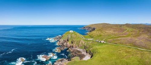 Aerial panorama of the lighthouse at Stoer Head
