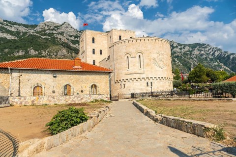 Muzeu Kombetar Gjergj Kastrioti of Kruje Castle and its fortress with walls. Albania