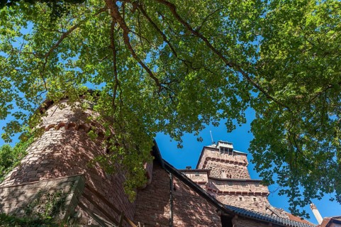 View of the tower buildings of Chateau du Haut Koenigsbourg