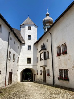 Inner courtyard of the living area in Hoeglwoerth Monastery near Anger
