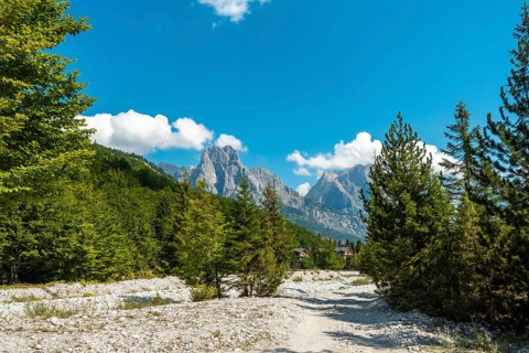 Trail in the Valbona valley trekking to Theth