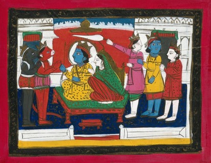 Rama and Sita enthroned with Hanuman