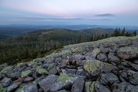 Sunset with view from the Lusen