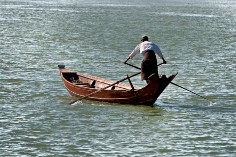 Boat in the Ayeyarwady Irrawaddy Delta