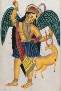 Apsara with pet deer. Apsaras are the famous Nymphs of the Sky of Indra