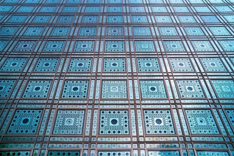 Decorative glass facade of the Arab World Institute