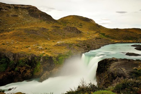 Long exposure of the Salto Grande waterfall in Torres del Paine National Park
