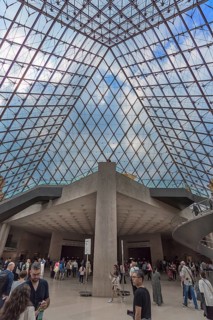Entrance hall to the Louvre under the pyramid