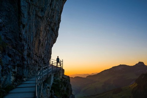 Hiking trail to the Aescher-Wildkirchli mountain inn