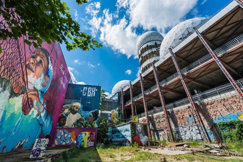 Graffiti on the former US wiretap on Teufelsberg in Grunewald