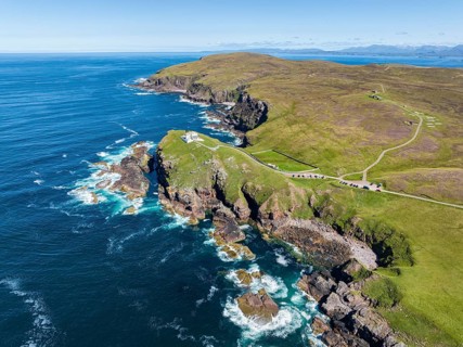 Aerial view of the lighthouse at Stoer Head