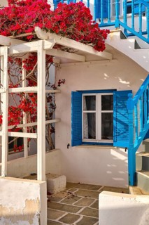 Traditional Greek house entrance and staircase