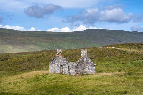Abandoned and derelict cottage from the time of the Highland Clearances