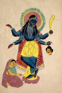 Krishna as Kali being worshipped by Radha