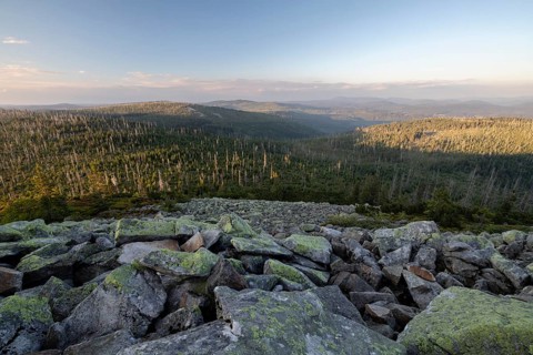 Sunset with view from the Lusen