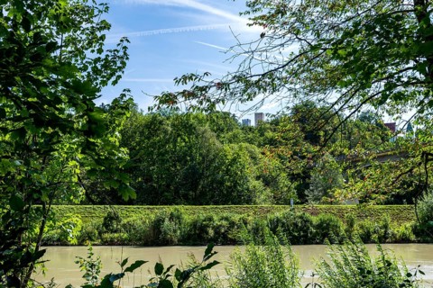 Middle embankment between the Isar and the Isarwerk canal at Gruenwalder Bruecke between Gruenwald and Pullach