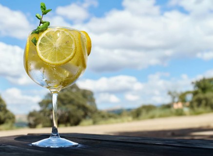 Glass with tonic water