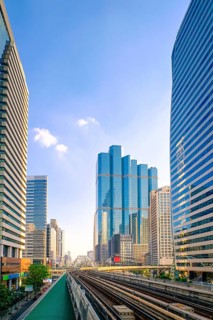 Sunny day in business downtown of Bangkok