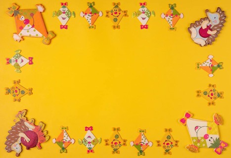 Funny colourful dragons and hedgehogs