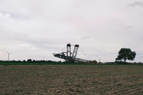 Large excavator on the edge of the Garzweiler opencast lignite mine