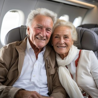 Agile seniors are at the airport to prepare for their trip