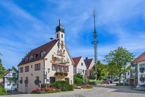 The town hall with maypole