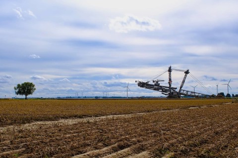 Large excavator on the edge of the Garzweiler opencast lignite mine