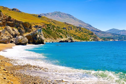 View of sandy beach of Preveli