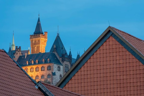 Wernigerode Castle at blue hour