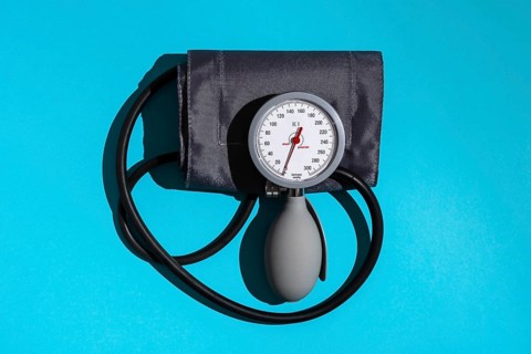 Top view on a blood pressure monitor