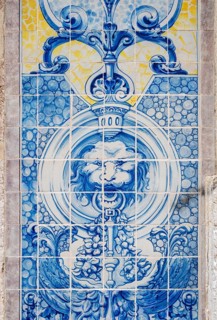 Close-up of traditional painted azulejo wall tiles
