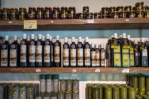 High quality olive oil in a shop for sale