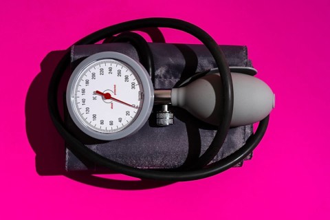 Top view on a blood pressure monitor
