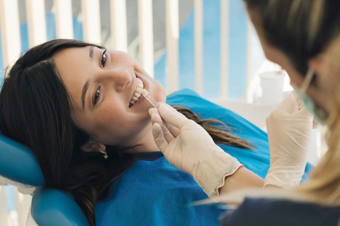Close-up of a patient at the dentist