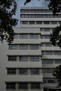 Detail of the Kathreiner House built in the New Objectivity style