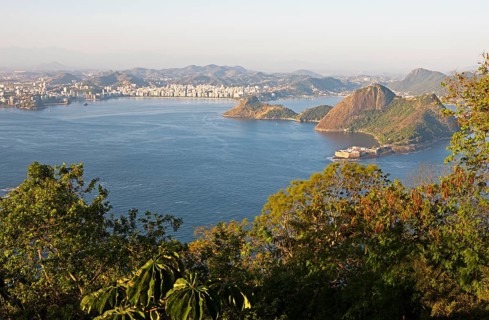 View of the Fortaleza de Santa Cruz da Barra and the island landscape in the Atlantic Ocean
