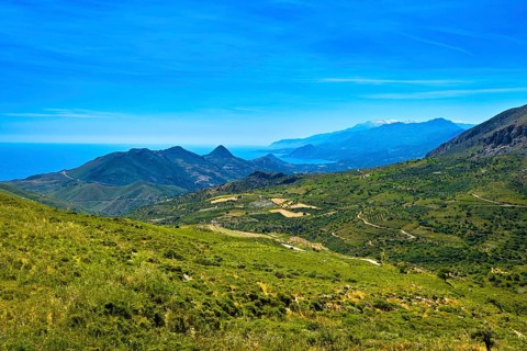Summer day landscape of Crete island
