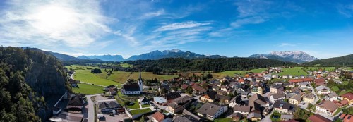 Village view of Adnet with Untersberg