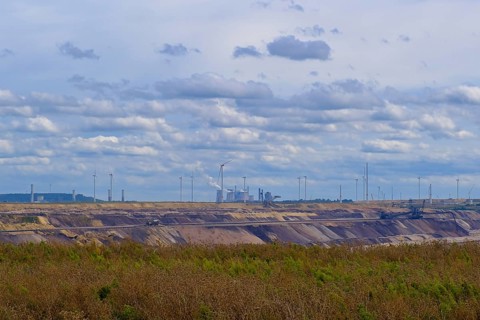 Lignite-fired power plant on the edge of the Garzweiler open-cast lignite mine