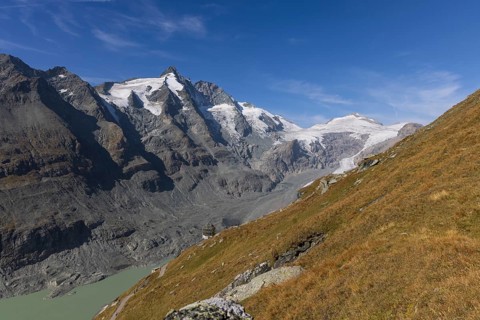 Mountain panorama with Grossglockner and Pasterzen glacier