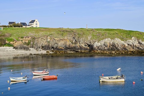 Boats in bay at Lampaul