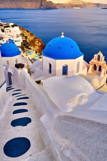 Beautiful view of Santorini island village or town