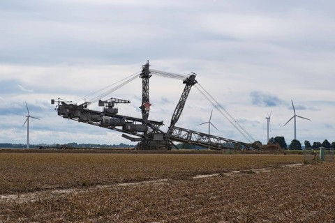 Large excavator on the edge of the Garzweiler opencast lignite mine