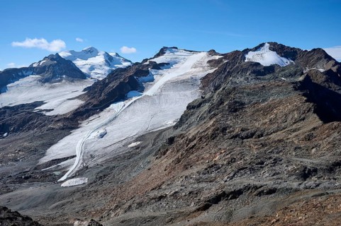 Wildspitze with Taschachferner and Hinterer Brunnenkogel with Mittelbergferner