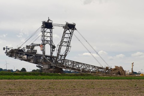 Large excavator on the edge of the Garzweiler opencast lignite mine