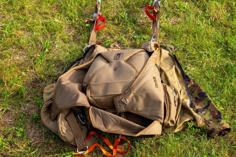 Military Parachute on the Grass in Switzerland