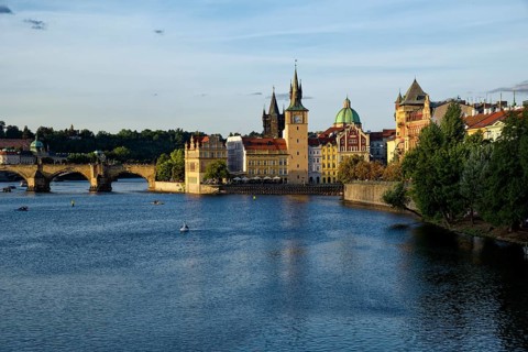Bedrich Smetana Museum and Charles Bridge on the Vltava River