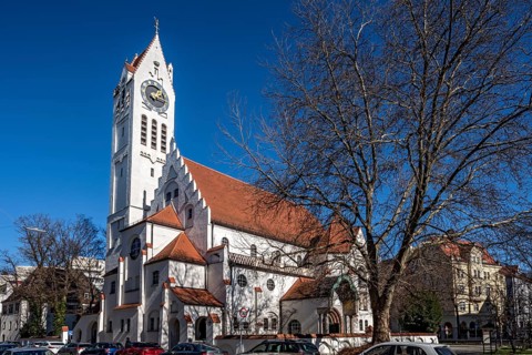 Church of the Redeemer in the style of historicism and art nouveau by Theodor fisherman