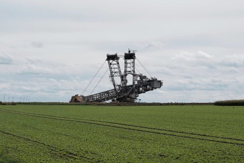 Large excavator on the edge of the Garzweiler opencast lignite mine